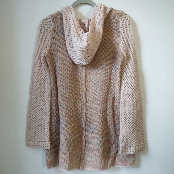 Free People Soft Open Knit Crochet Hooded Sweater Size XS - Picture 5 of 7